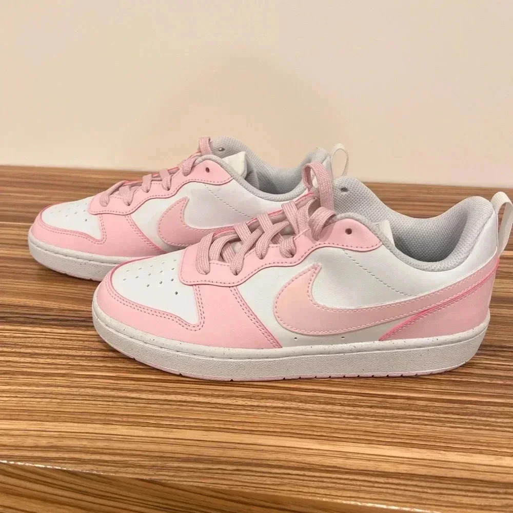 NIKE | Court Low Borough Recraft | Pink White | Boys Youth 6/ Womens 7.5 - Picture 7 of 9